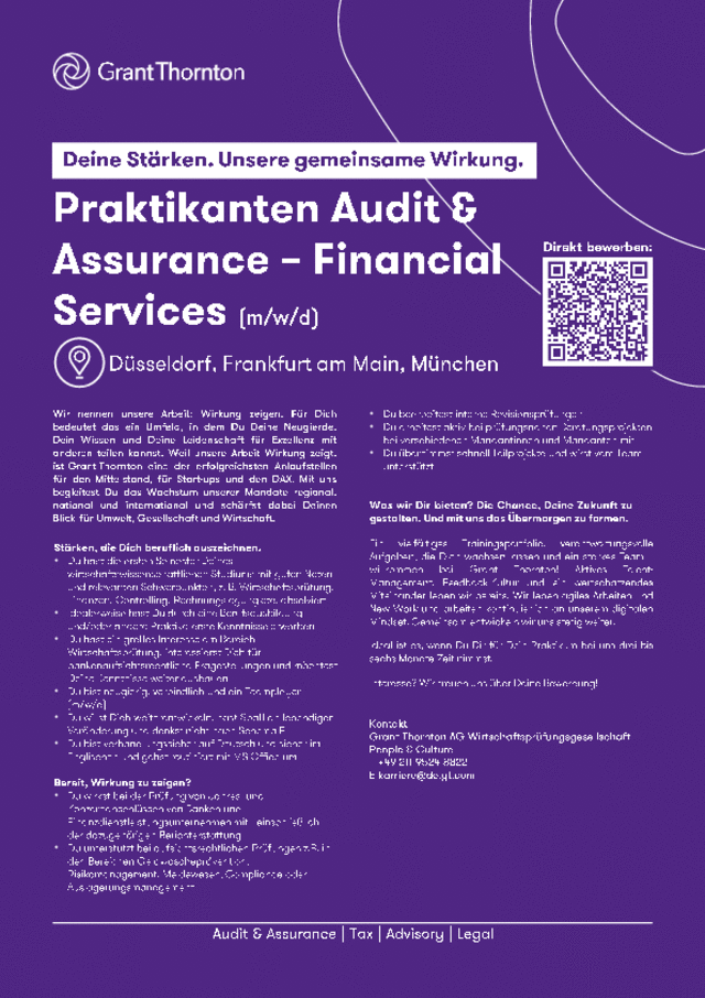 Grant Thornton: Praktikanten Audit & Aussurance-Financial Services (m/w/d)